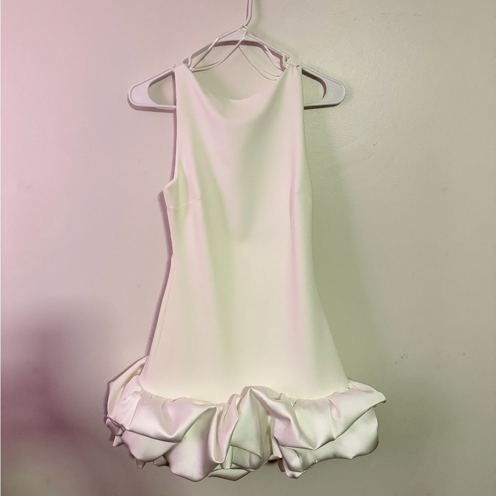 Zara White Ruffle Hem Dress